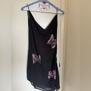 ASOS Black Mini Dress with Floral Accents
